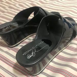 Donald J. Pliner Black Patent Leather Wedge Heels